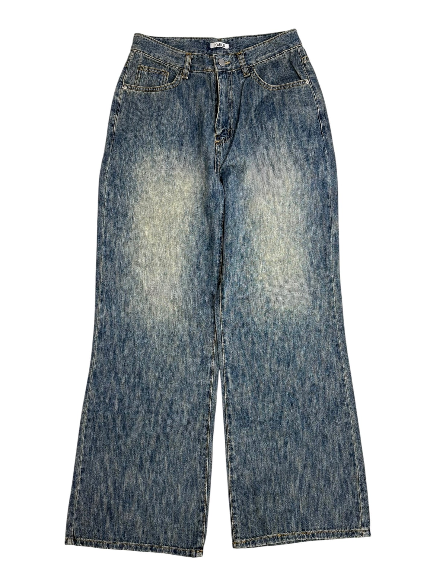 Straight wide wash jeans