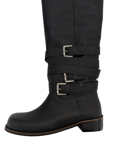 Military strap long boots