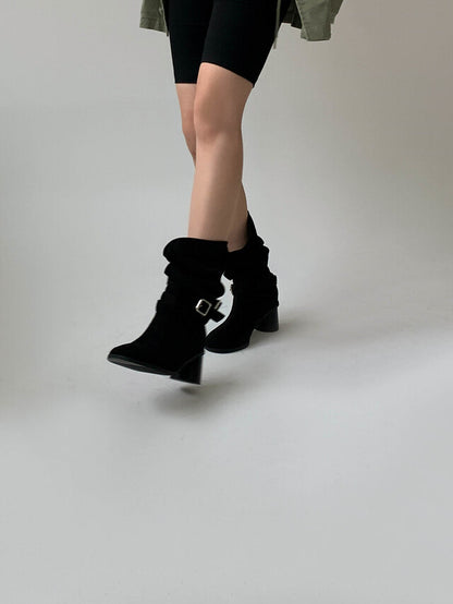 SUEDE BELT ANKLE BOOTS