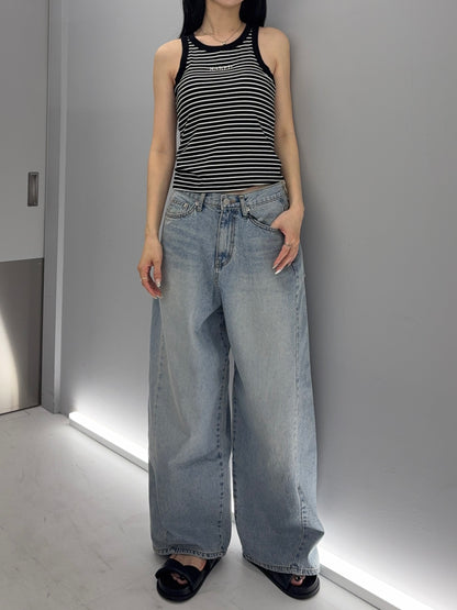 W pocket wide denim