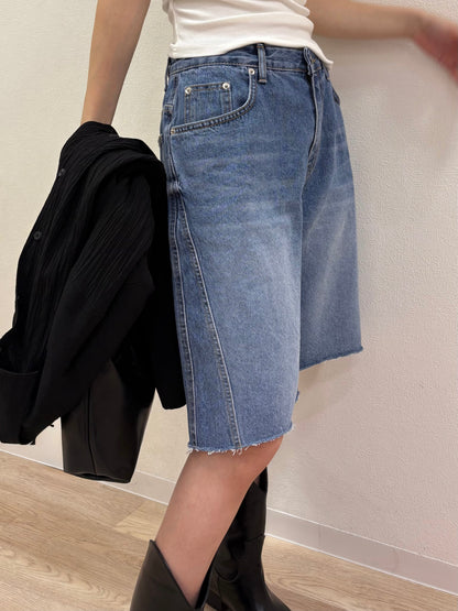 Button design half denim