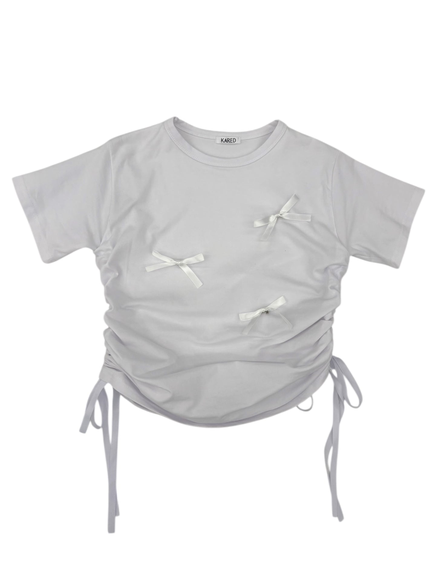 Ribbon shirring T-shirt