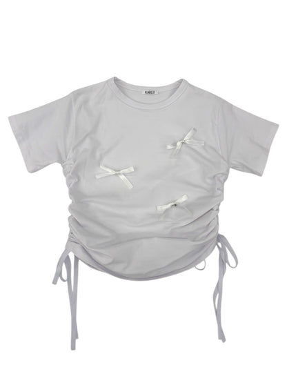 Ribbon shirring T-shirt