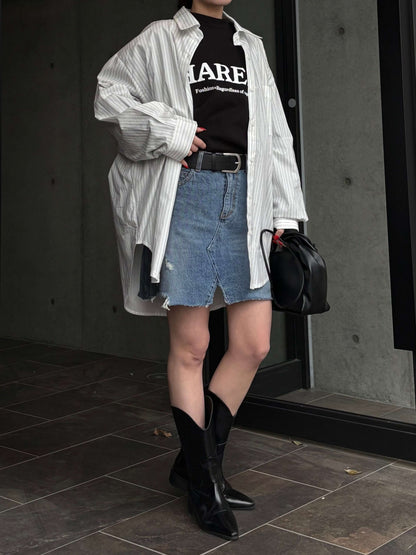 DAMAGE DENIM MINI SKIRT