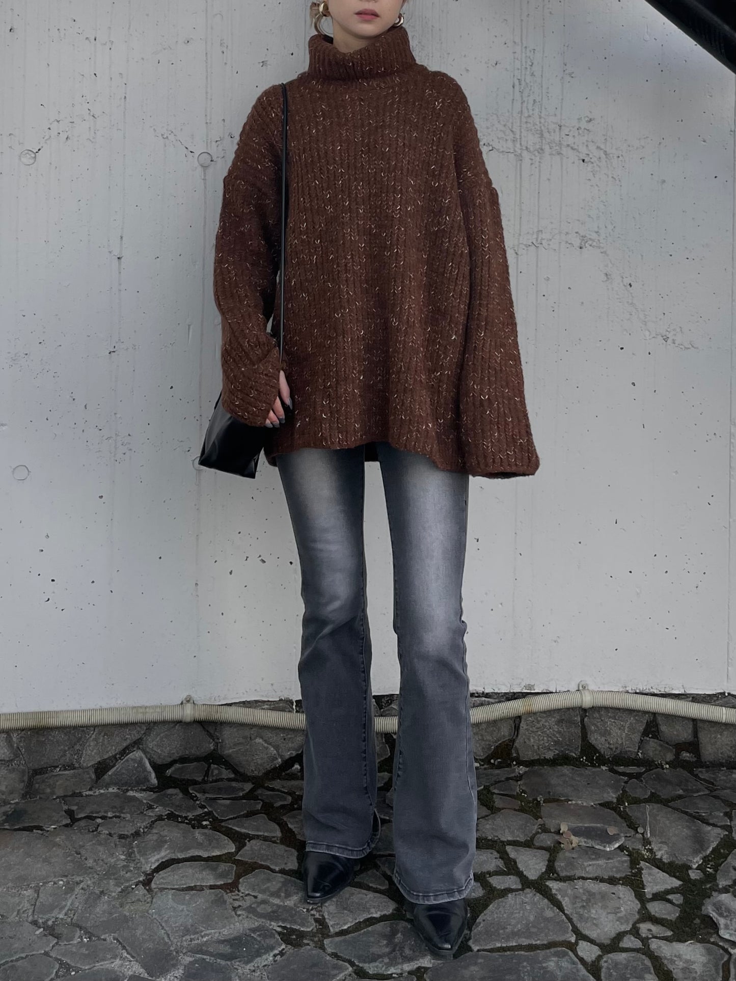 OVER TURTLE MIX KNIT