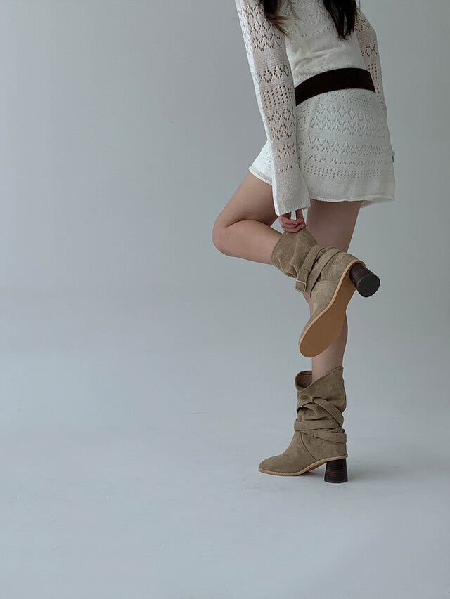 SUEDE BELT ANKLE BOOTS