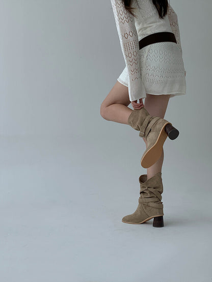 SUEDE BELT ANKLE BOOTS