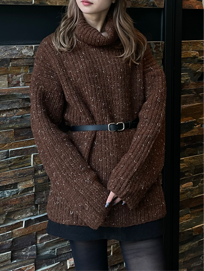 OVER TURTLE MIX KNIT