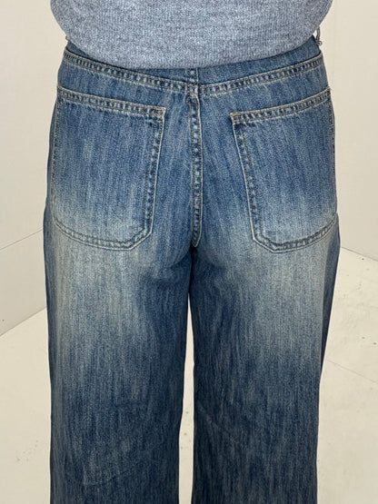 Straight wide wash jeans
