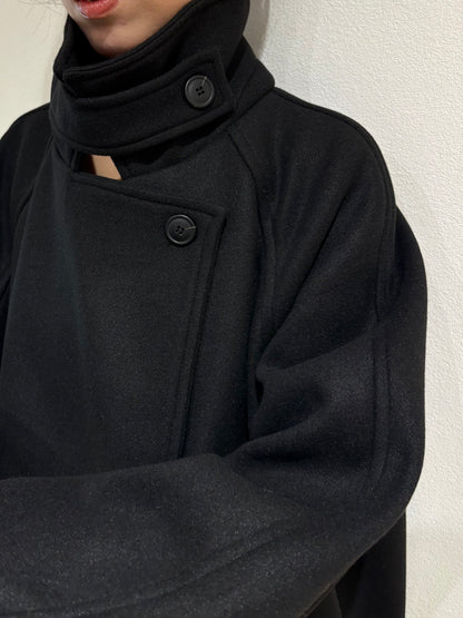 Stand collar wool long coat