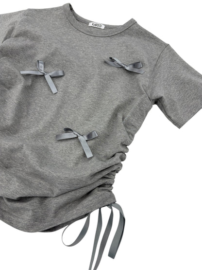 Ribbon shirring T-shirt