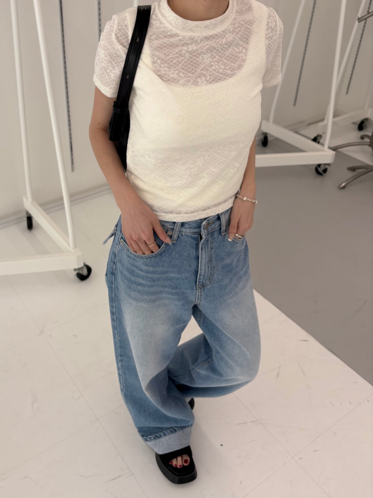 Lace sheer T-shirt