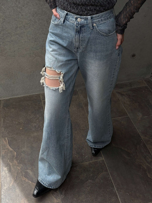 DAMAGE WIDE DENIM
