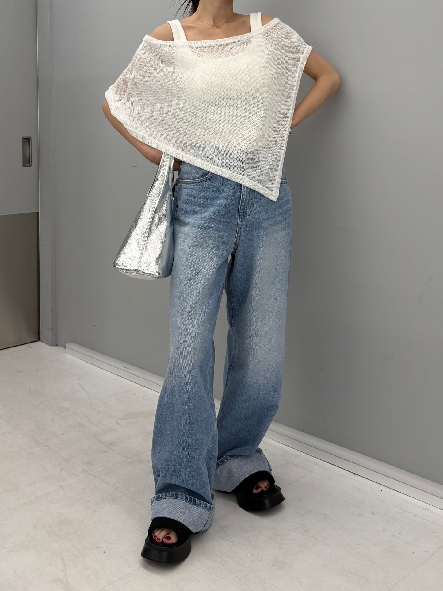 Summer knit poncho