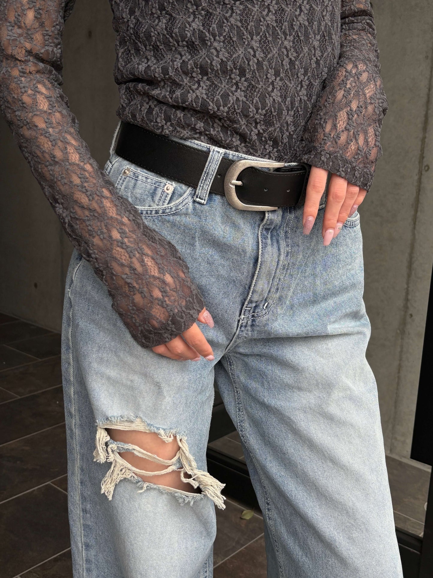DAMAGE WIDE DENIM