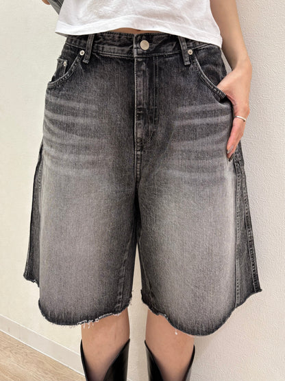 Button design half denim
