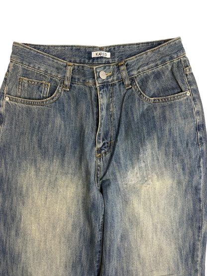 Straight wide wash jeans