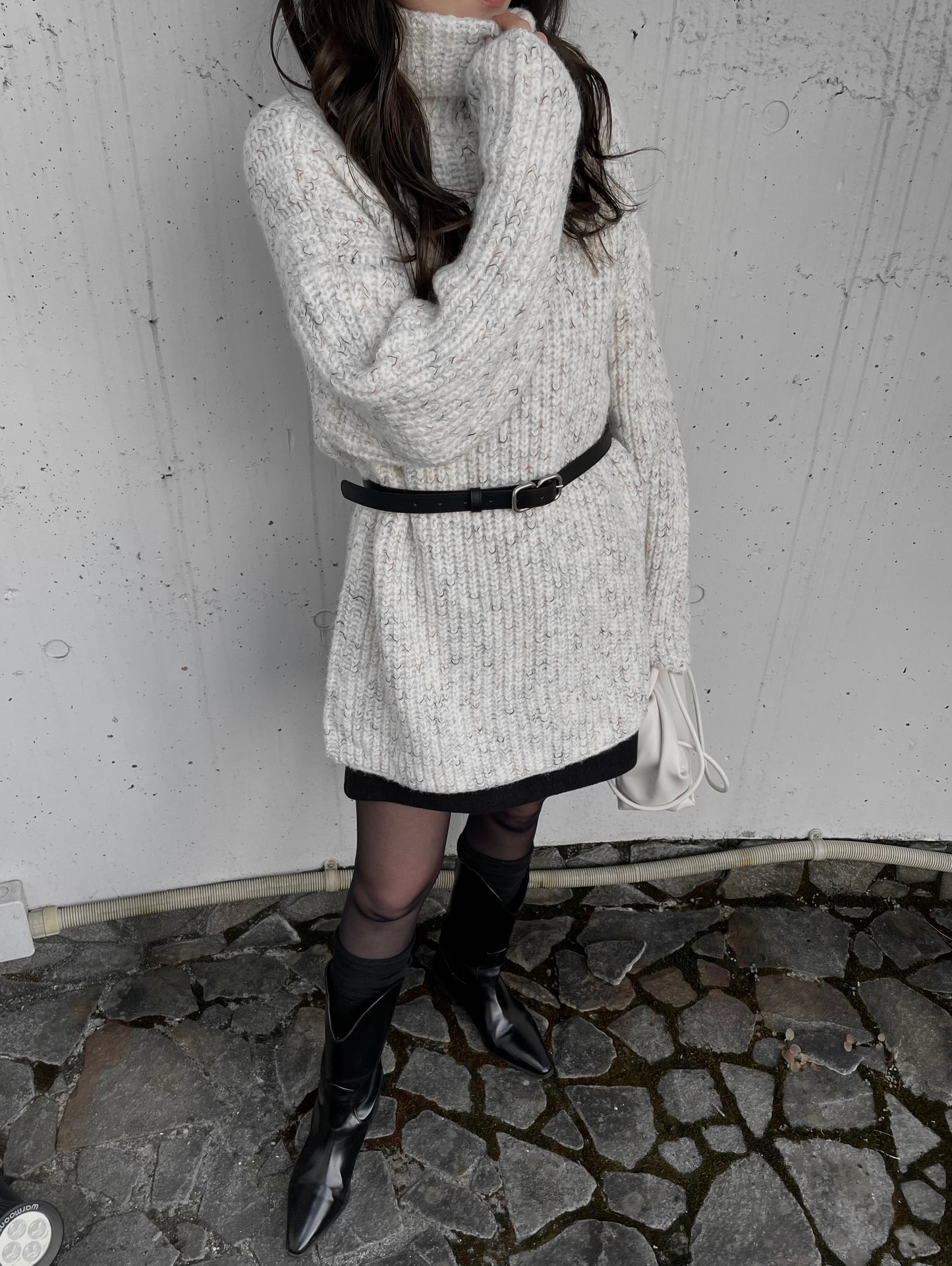 OVER TURTLE MIX KNIT