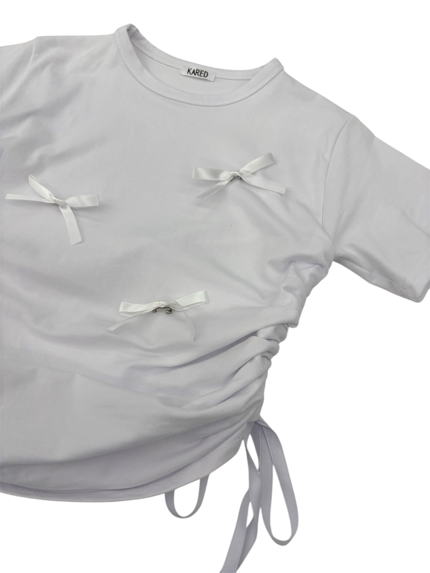 Ribbon shirring T-shirt
