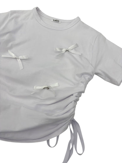 Ribbon shirring T-shirt