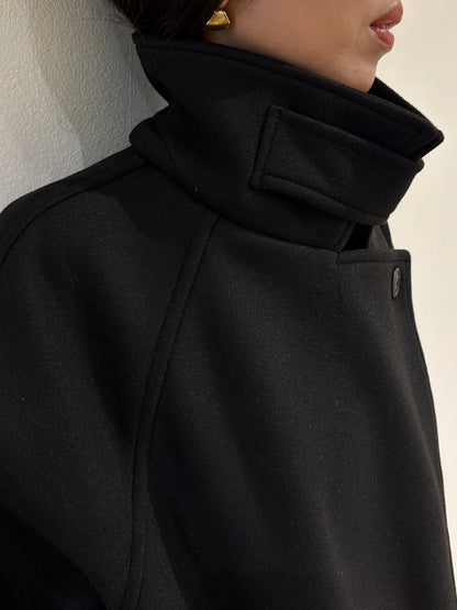 Stand collar wool long coat