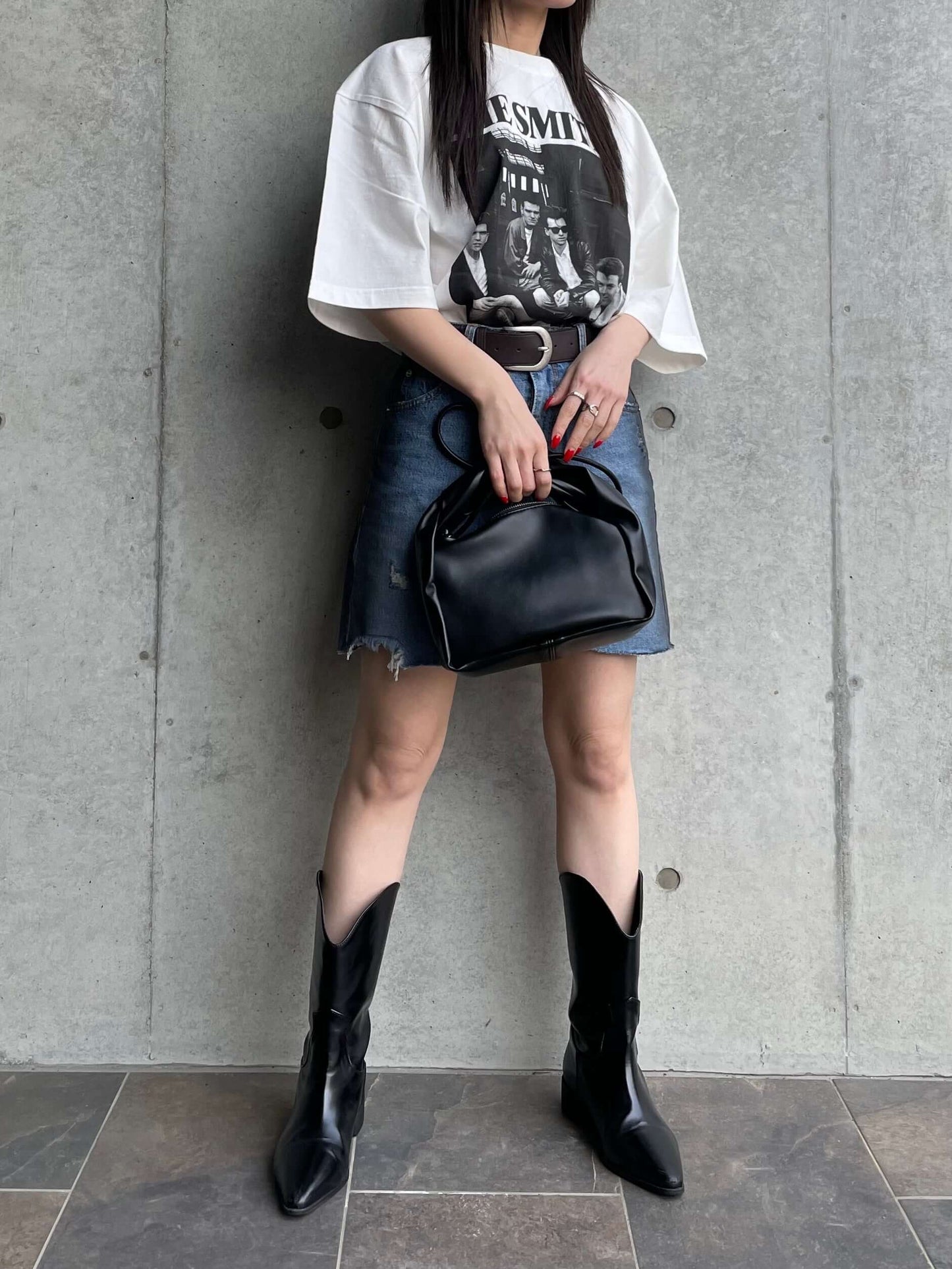 DAMAGE DENIM MINI SKIRT