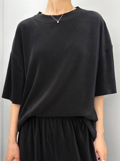 プリーツトップス ブラック レディース ワイドトップス 涼しい 夏 リラックスコーデ セットアップ対応 KARED