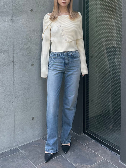 BUTTON OFF SHOULDER KNIT