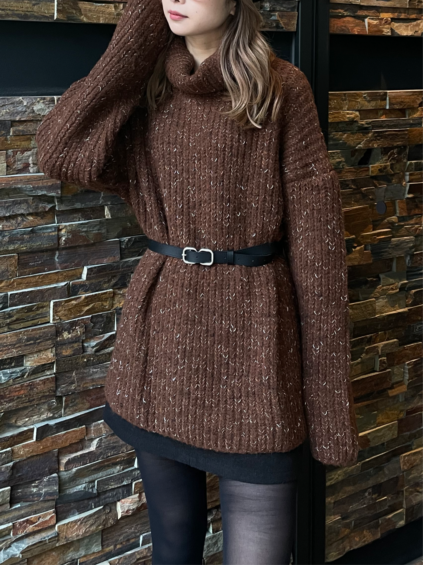 OVER TURTLE MIX KNIT