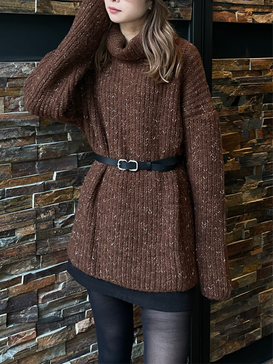 OVER TURTLE MIX KNIT