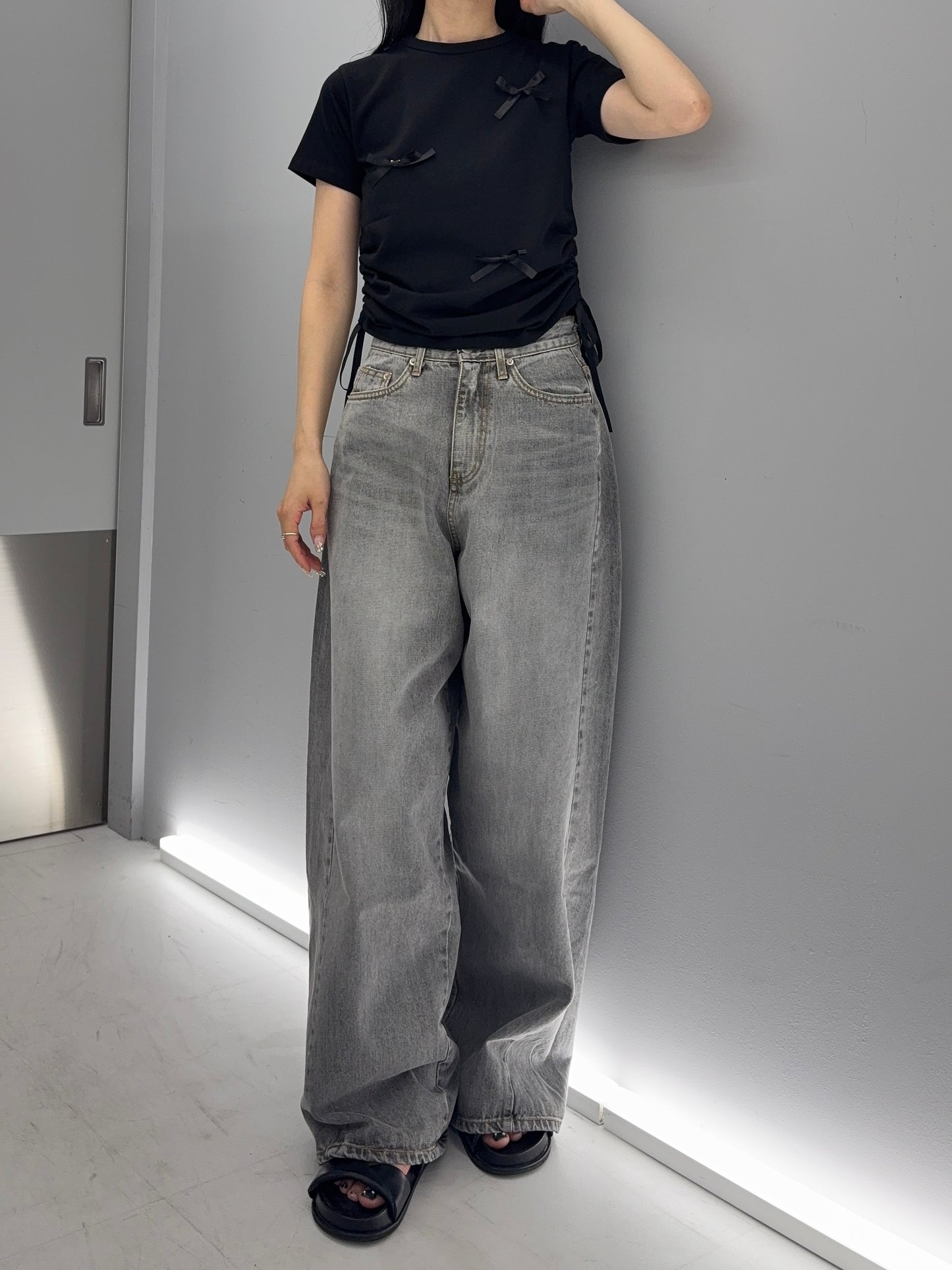 W pocket wide denim