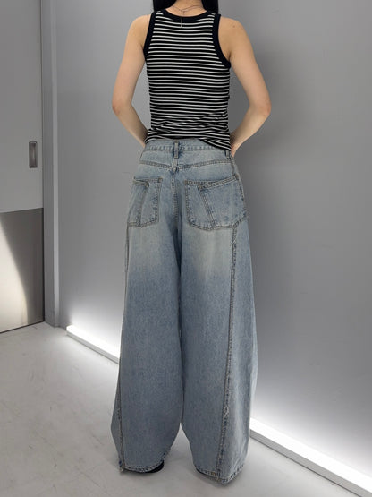 W pocket wide denim