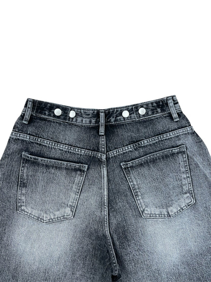 Button design half denim