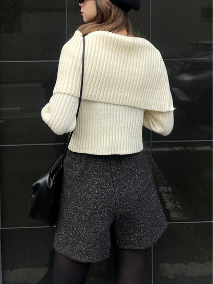 BUTTON OFF SHOULDER KNIT