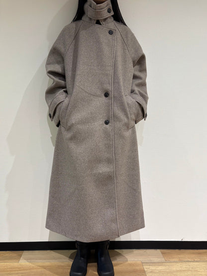 Stand collar wool long coat