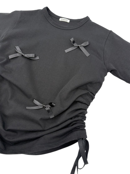 Ribbon shirring T-shirt