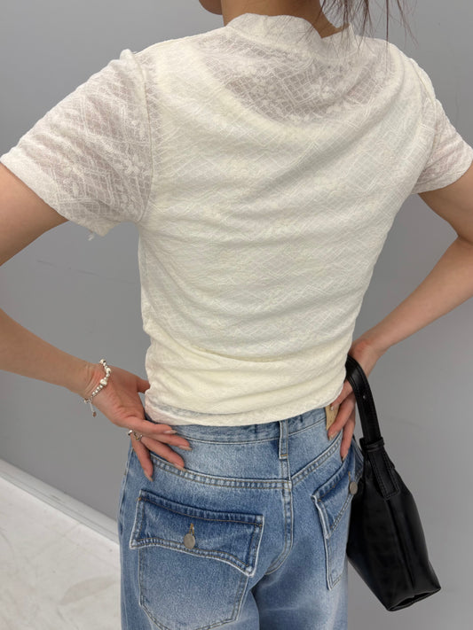 Lace sheer T-shirt