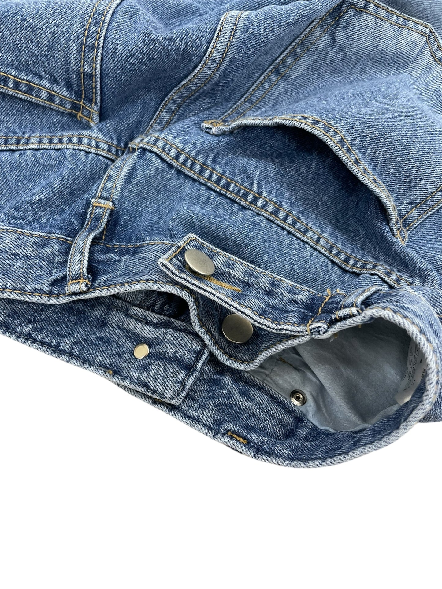 Button design half denim