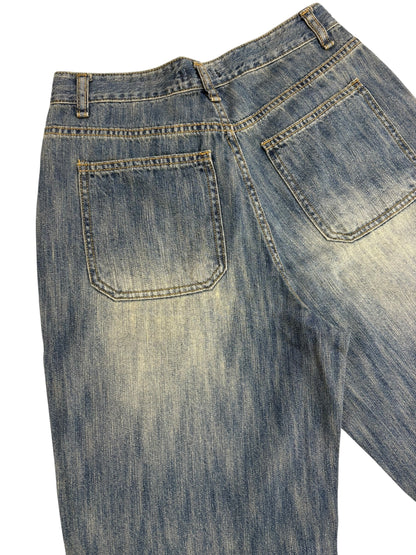 Straight wide wash jeans