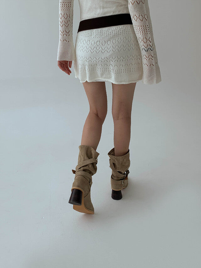 SUEDE BELT ANKLE BOOTS