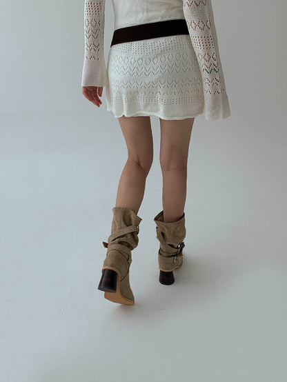 SUEDE BELT ANKLE BOOTS