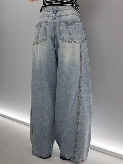 W pocket wide denim
