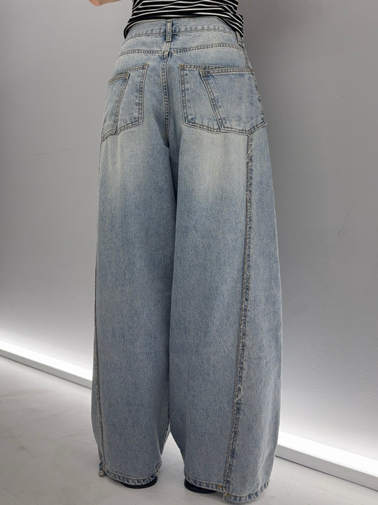 W pocket wide denim
