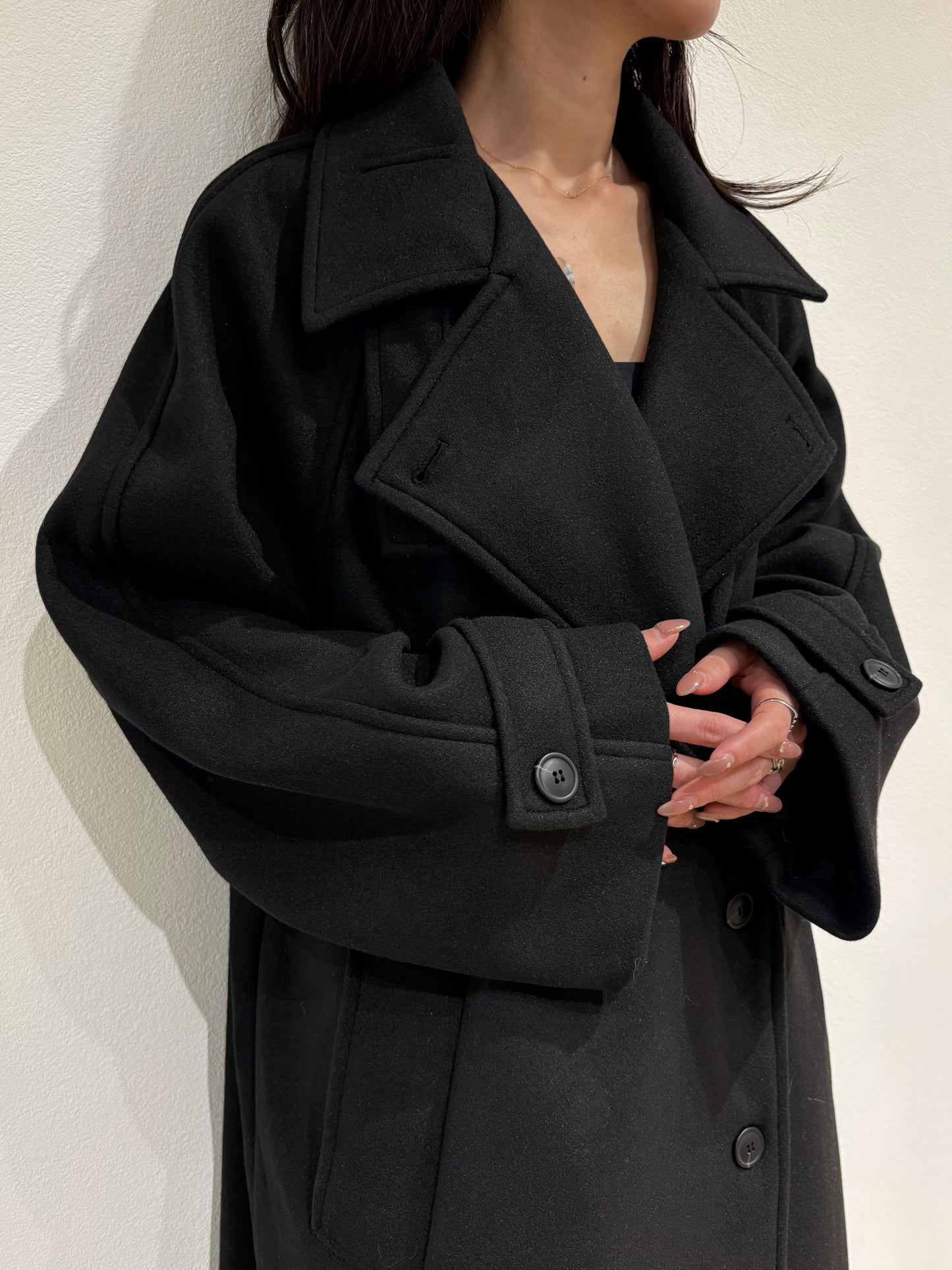 Stand collar wool long coat