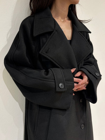 Stand collar wool long coat