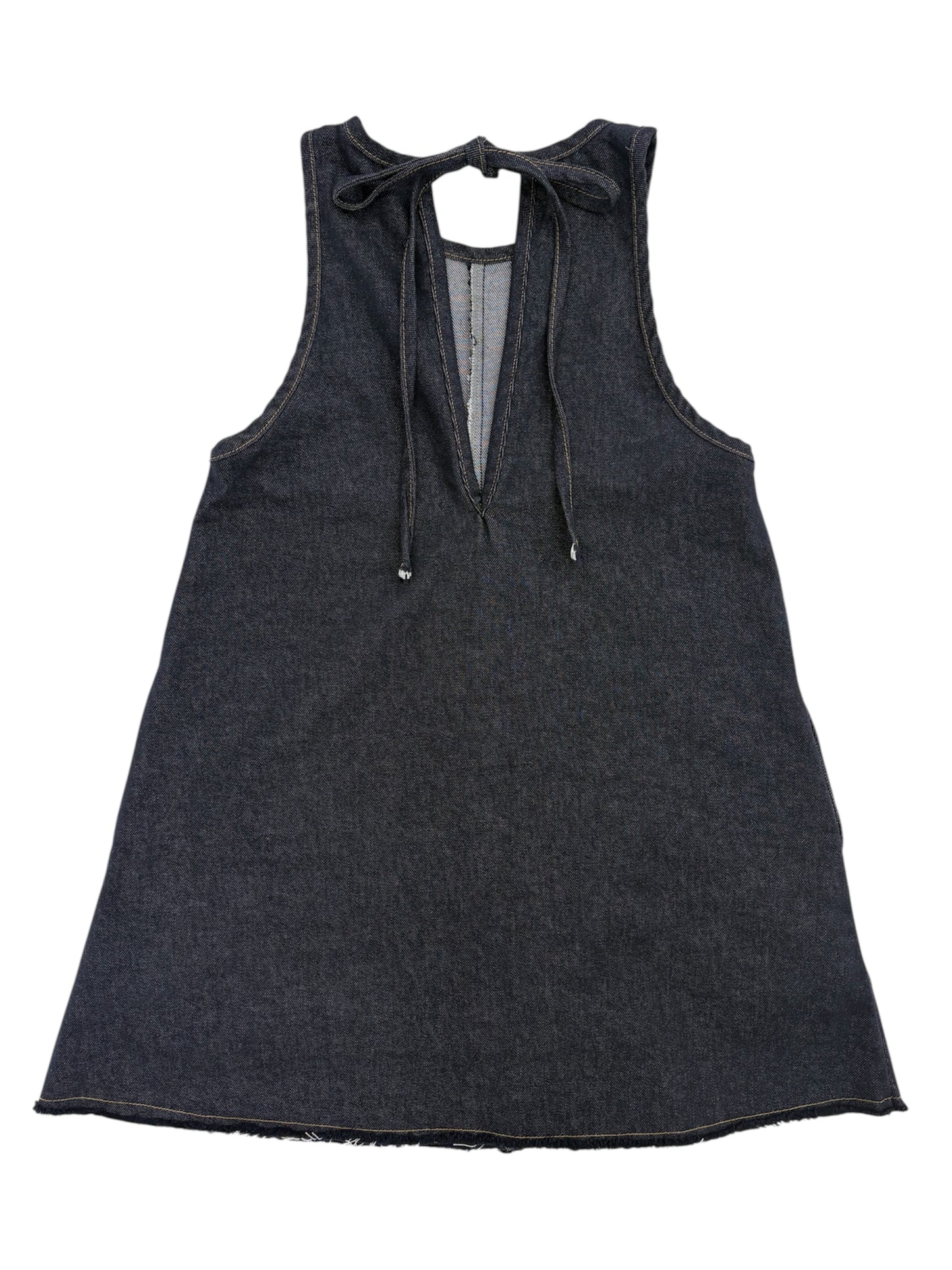 Ribbon denim mini op