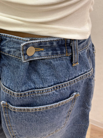 Button design half denim