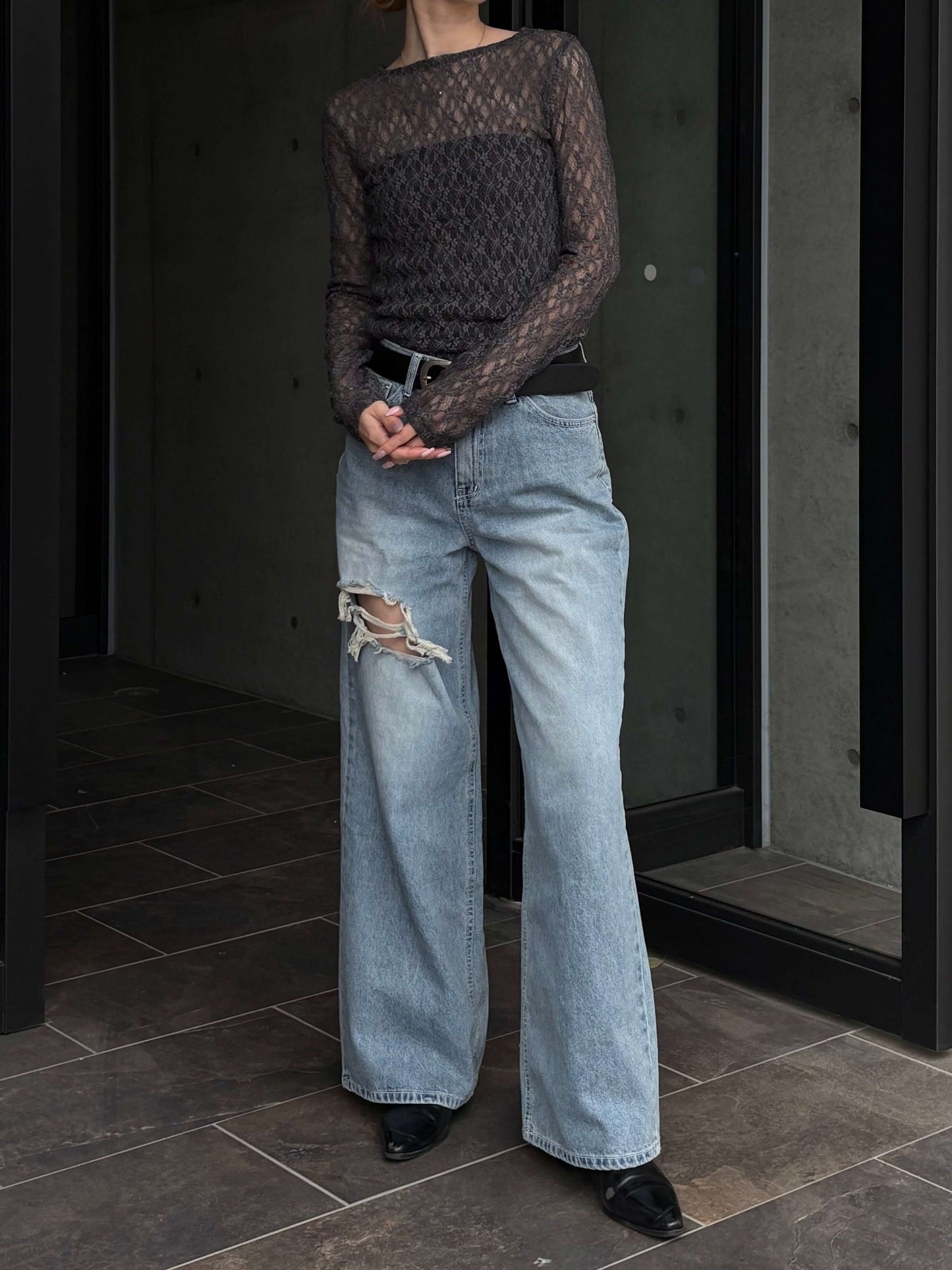 DAMAGE WIDE DENIM