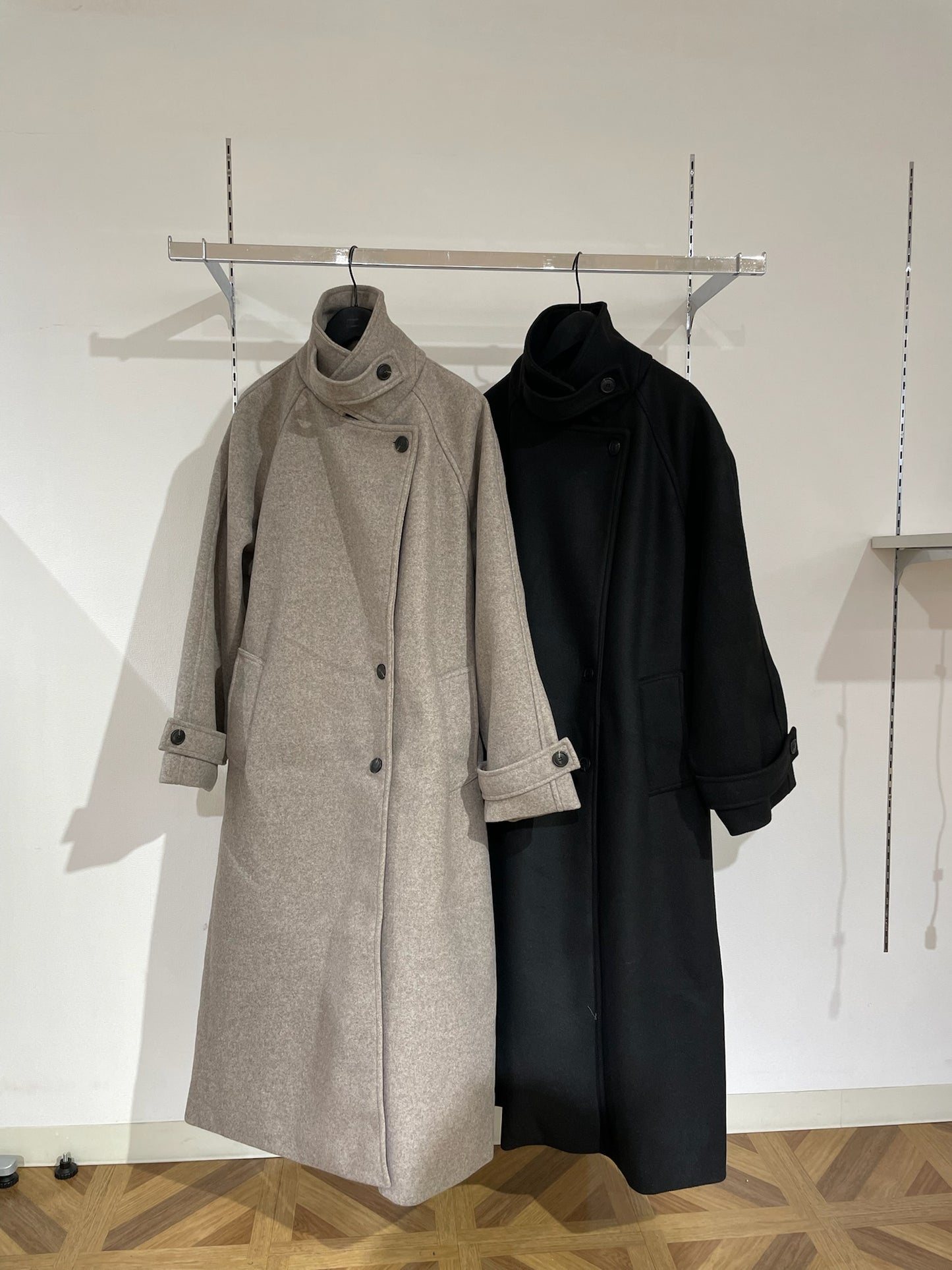 Stand collar wool long coat