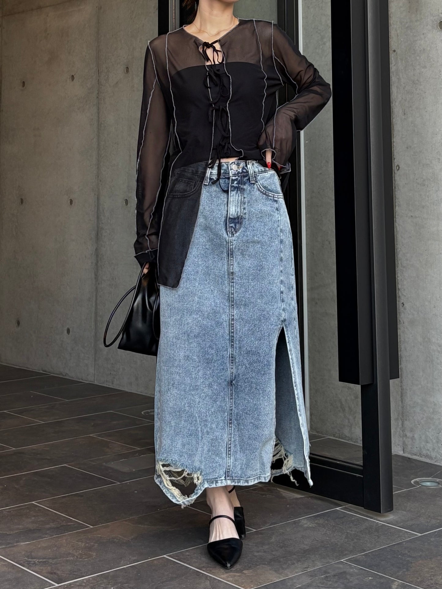 vintage denim long sk